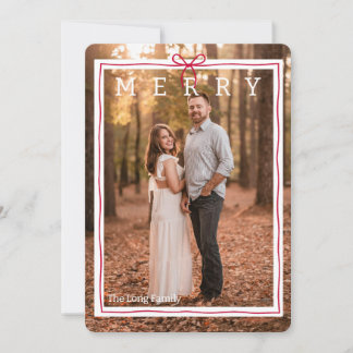 Carte de vœux festive à ruban rouge