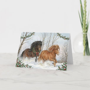 Carte de vœux festive avec des chevaux islandais