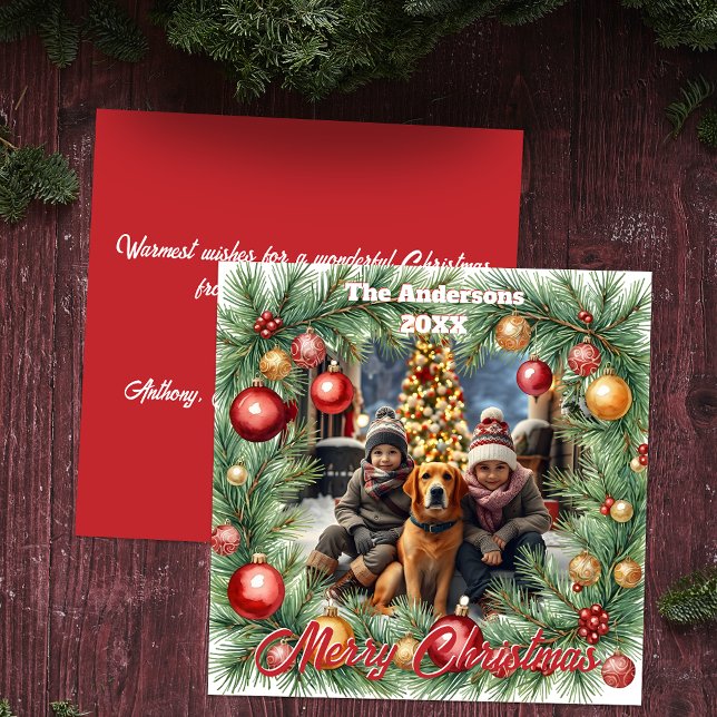 Carte de vœux festive avec une couronne de Noël et (Créateur téléchargé)