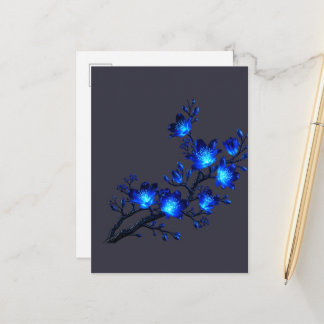 Carte de vœux festive de branche florale bleue lum