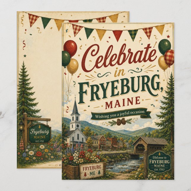Carte de vœux festive de Fryeburg Maine (Devant / Derrière)