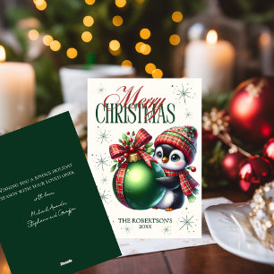 Carte de vœux festive de Noël avec écharpe et chap