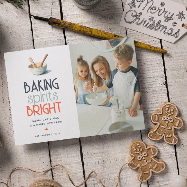 Carte de vœux festive de Noël avec photo « Baking  (Créateur téléchargé)