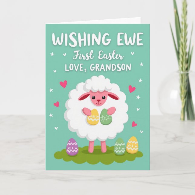 Carte de vœux festive de Pâques avec des moutons e (Devant)