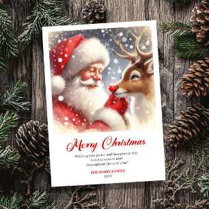 Carte de vœux festive de Père Noël étincelant avec