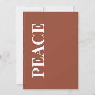 Carte de vœux festive en terre cuite Minimal PEACE