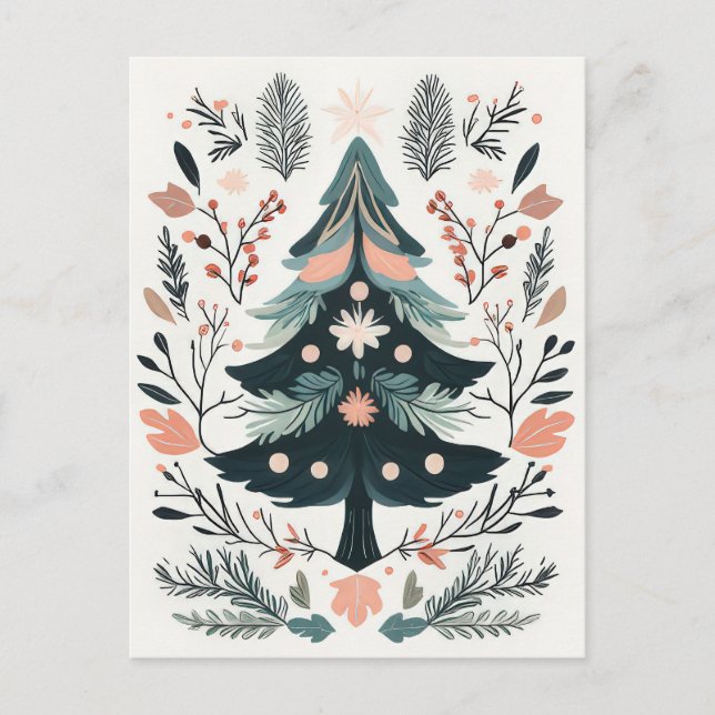 Carte de voeux Festive et nordique Arbre de Noël (Devant)
