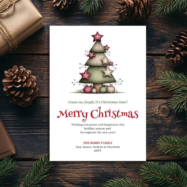 Carte de vœux festive et originale avec arbre impr (Festive quirky tree greeting card printable

)