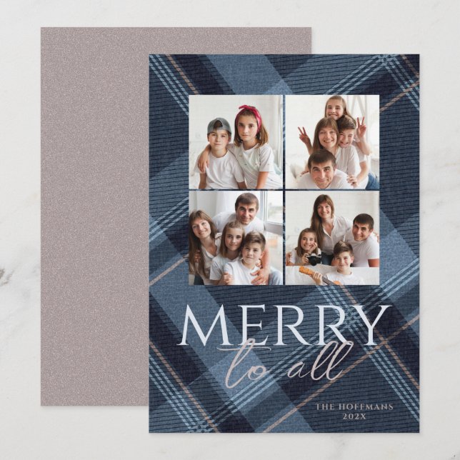Carte de vœux festive Navy Or (Devant / Derrière)