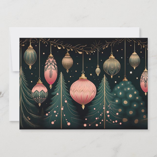Carte de voeux Festive Noël Baubles (Devant)
