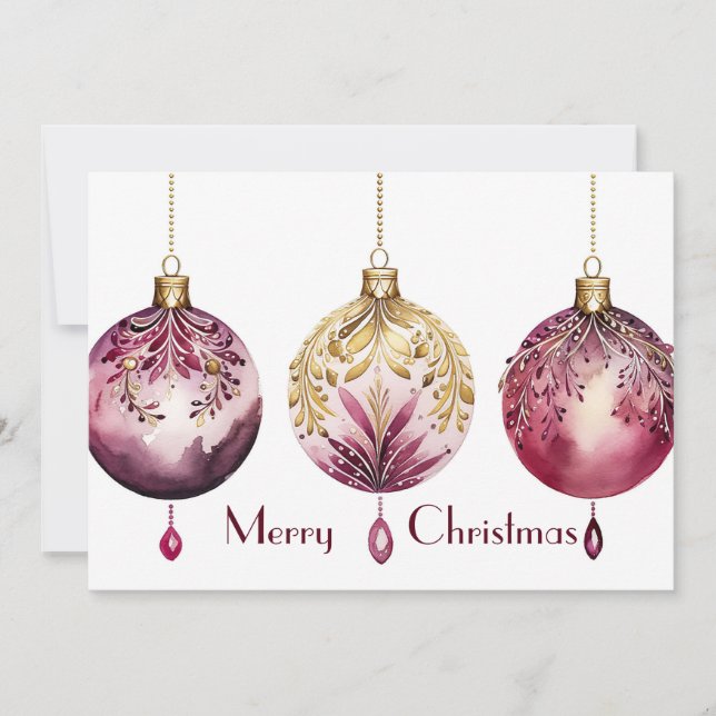 Carte de voeux Festive Noël Baubles (Devant)