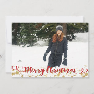 Carte de vœux festive photo avec éclaboussure doré