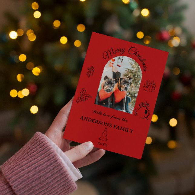 Carte de vœux festive plate et fantaisiste dessiné (Créateur téléchargé)