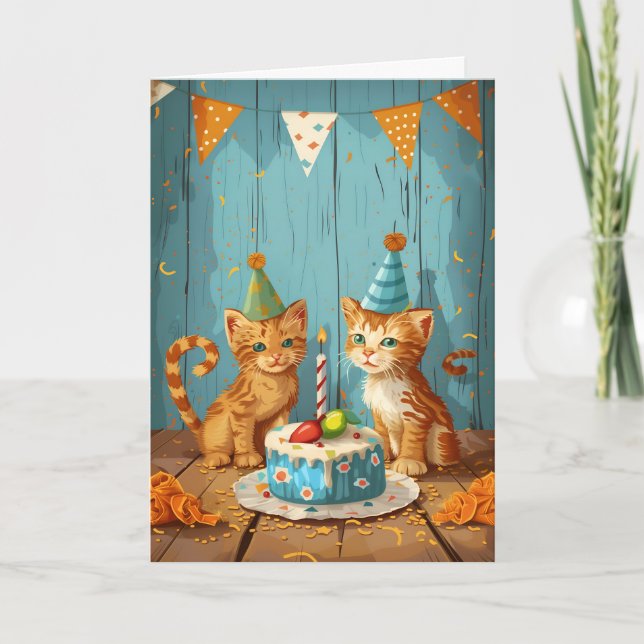 Carte de vœux festive pour une fête de chatons (Devant)