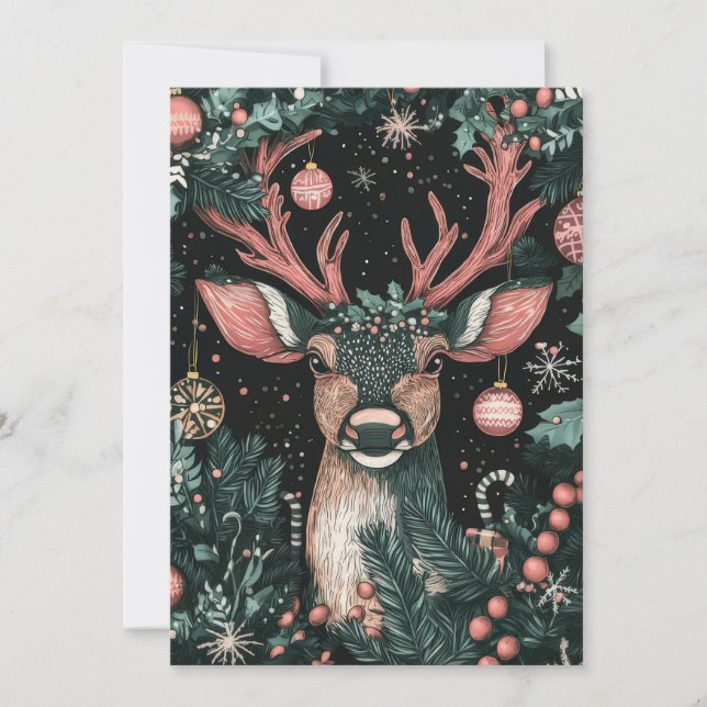 Carte de voeux Festive Reindeer de Noël (Devant)