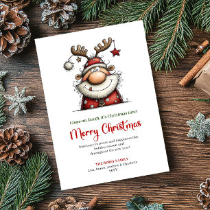Carte de vœux festive rouge vert Santa originale t