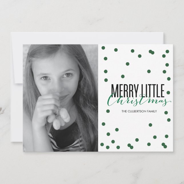 Carte de vœux festive verte pour photo (Devant)