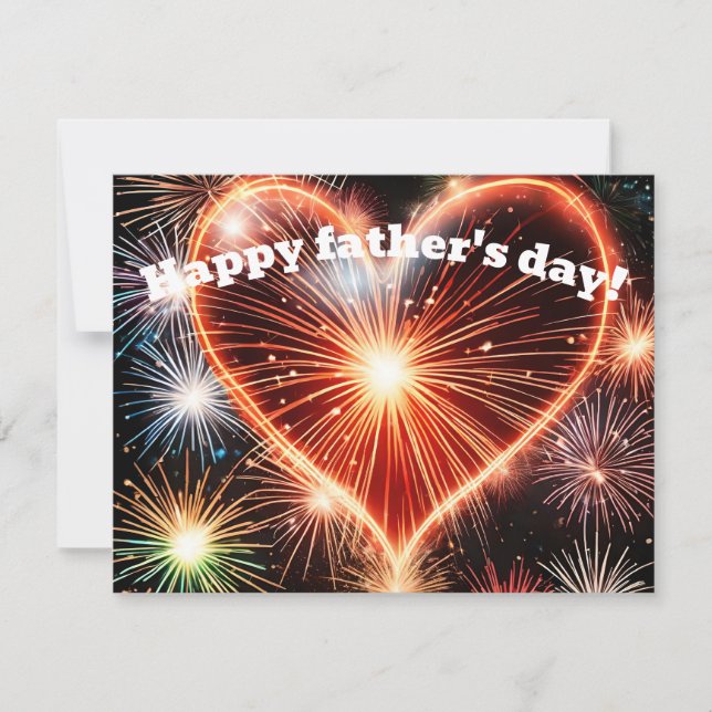 Carte de voeux fête des pères avec feu d'artifice  (Devant)