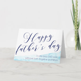 Carte de voeux Fête des pères de calligraphie aqua