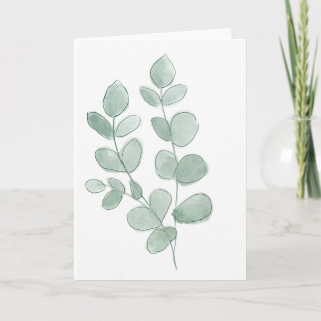 Carte de vœux feuille d'eucalyptus vierge 5x7 (Devant)