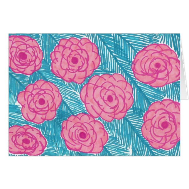 Carte de voeux Feuilles et fleurs tropicales (Devant horizontal)