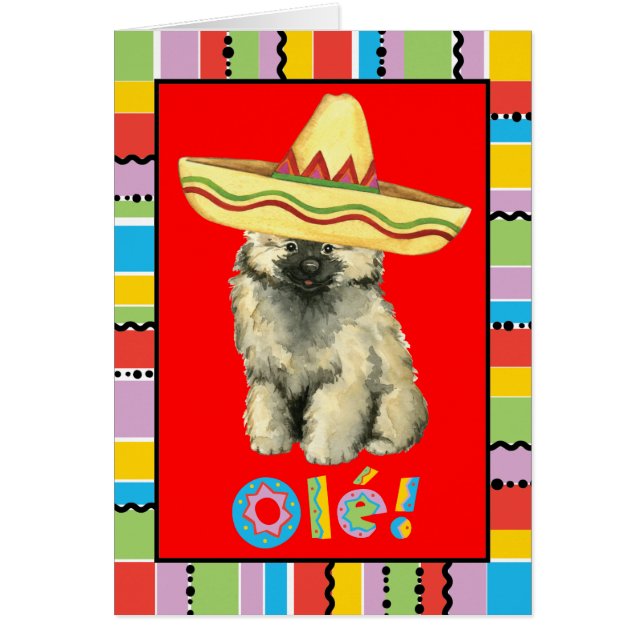 Carte de voeux Fiesta Keeshond (Devant)