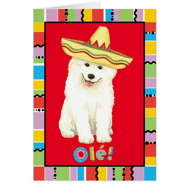 Carte de voeux Fiesta Samoyed (Devant)