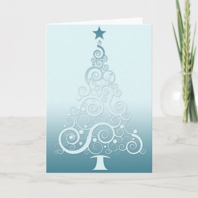 Carte de voeux Filigree Blue Christmas tree (Devant)