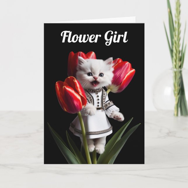 Carte de vœux Fille aux fleurs Persane Blanche Mig (Devant)