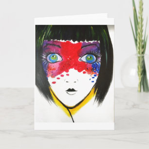 Carte de voeux fille aux yeux bleus