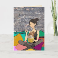 Carte de vœux Fille de glace crémeuse cozy