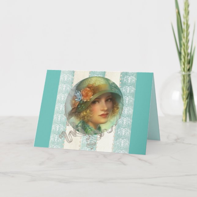 Carte de voeux fille des années 1920 (Devant)