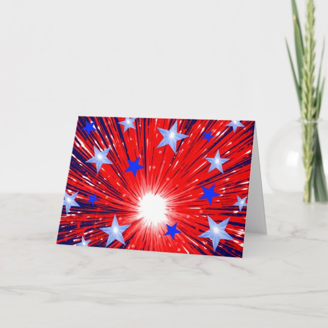 Carte de voeux Firework Red White Blue (Devant)