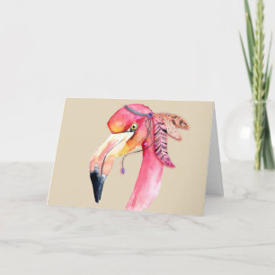 Carte de vœux flamant rose Boho Fiona