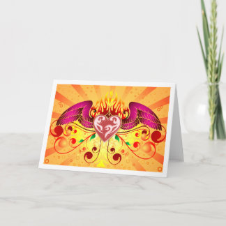 Carte de voeux flamboyante de coeur