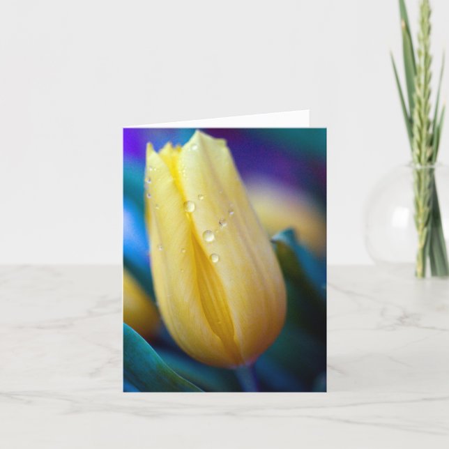 Carte de vœux fleur de tulipe jaune (Devant)