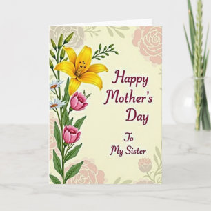 Carte de vœux Fleur délicate rayée