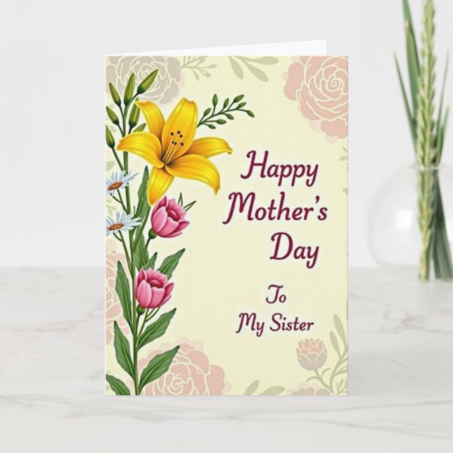 Carte de vœux Fleur délicate rayée (Devant)