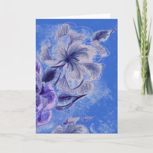 Carte de voeux Fleur Encre (Devant)