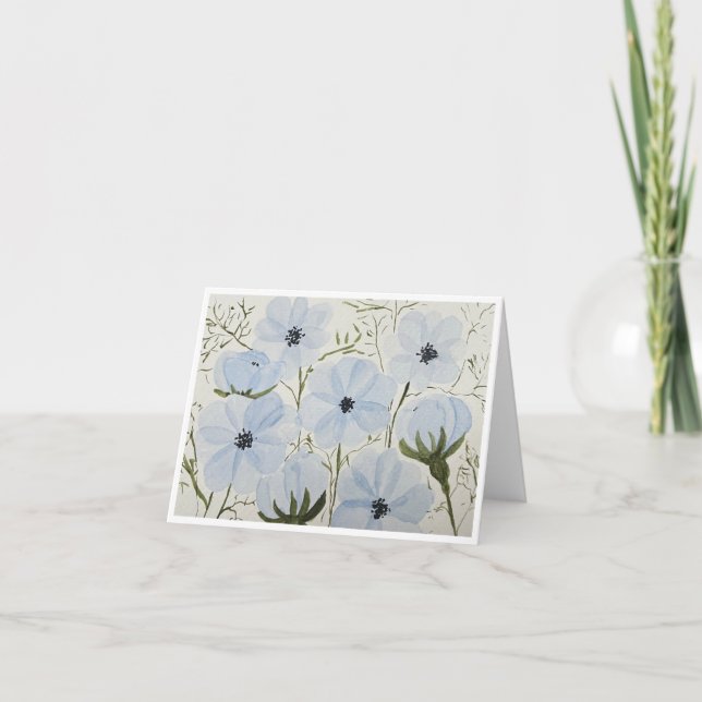 Carte de vœux Fleurs bleues ondulantes (Devant)