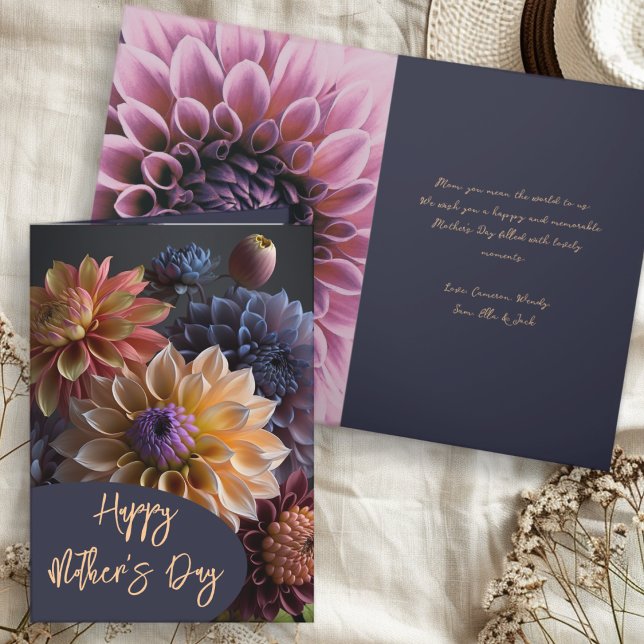 Carte de vœux Fleurs de Dahlia Joyeuse Fête des Mè (Créateur téléchargé)