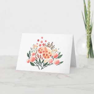 Carte de voeux Fleurs et Motif Aquarelle