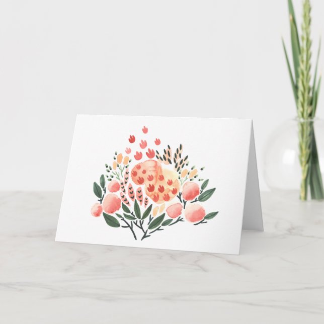 Carte de voeux Fleurs et Motif Aquarelle (Devant)