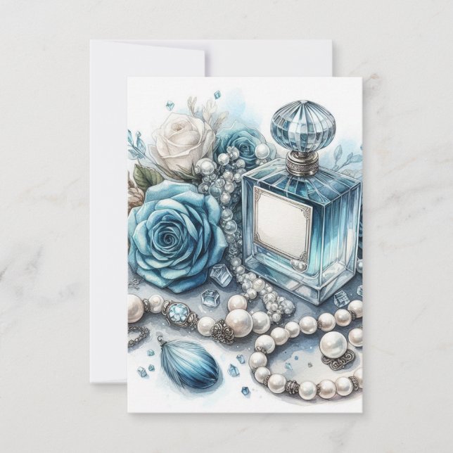 carte de vœux fleurs et parfum bleu  (Devant)