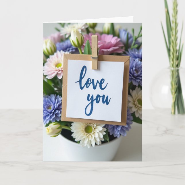 Carte de vœux Fleurs Je t'aime (Devant)