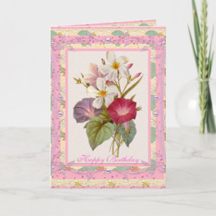 Carte de vœux Fleurs roses florales vintage