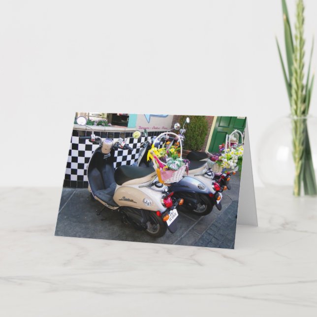Carte de voeux Fleurs & Scooters! (Devant)