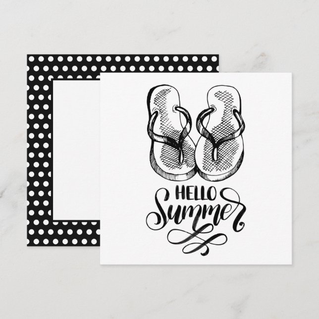 Carte de vœux Flip Flops Bonjour l'été (Devant / Derrière)