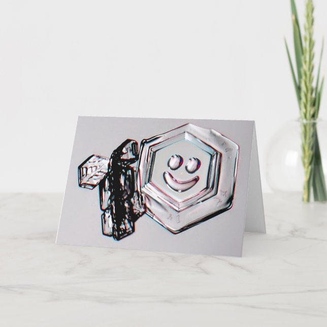 Carte de vœux flocon de neige souriant (Devant)