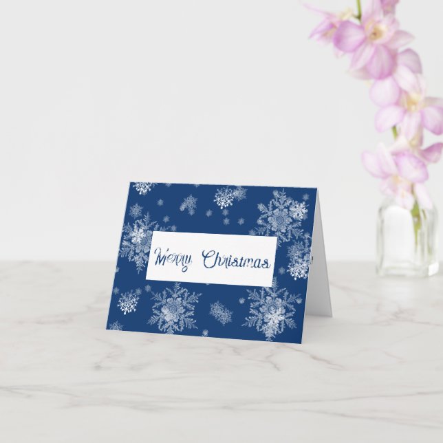 Carte de vœux Flocons de neige de Noël bleu (Orchidée)